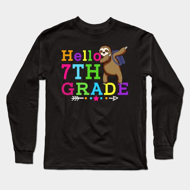 Sloth Hello 7th Grade Teachers Kids Back to school Gifts Long Sleeve T-Shirt by kateeleone97023